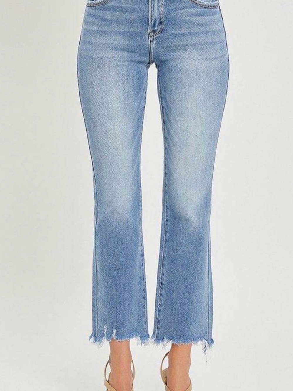 Risen Medium High Rise  Frayed-Hem Cropped Jeans - Picture 8 of 8